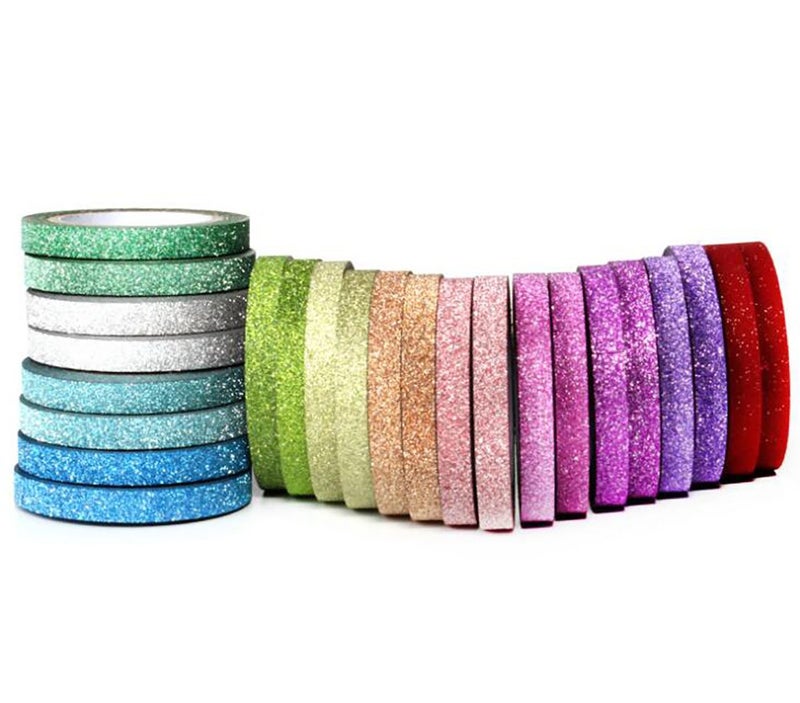 Fodattm 24 Roll 12 Colors 5mm Glitter Crafting Tape Paper Washi Tapes Masking Tape Art Tapes - Image 2